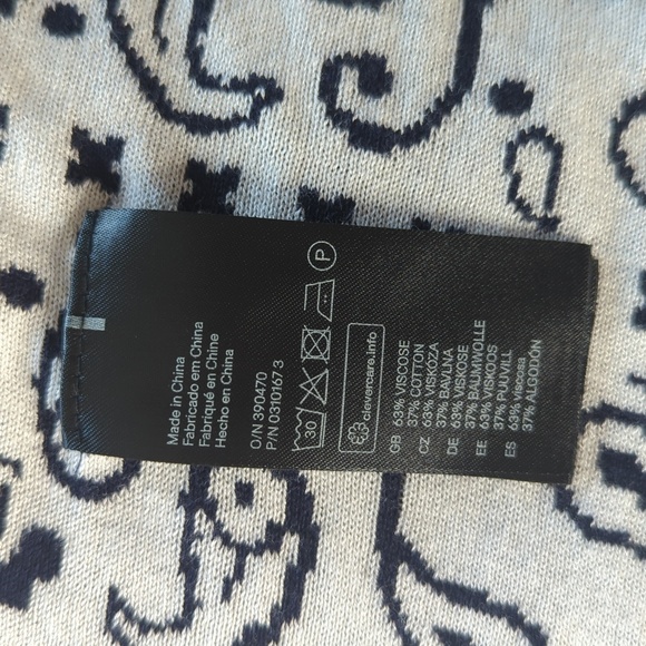 H&M Navy Blue and White Paisley boho Long Duster Cardigan - Picture 5 of 6